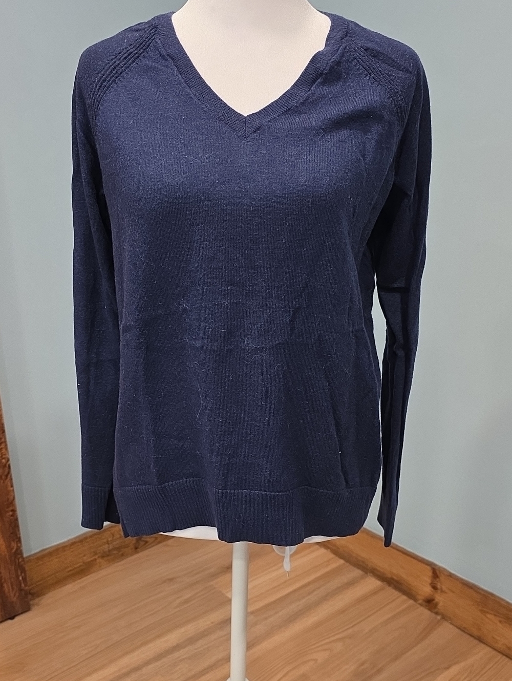 Gap Wool Blend V Neck Sweater S Navy Blue